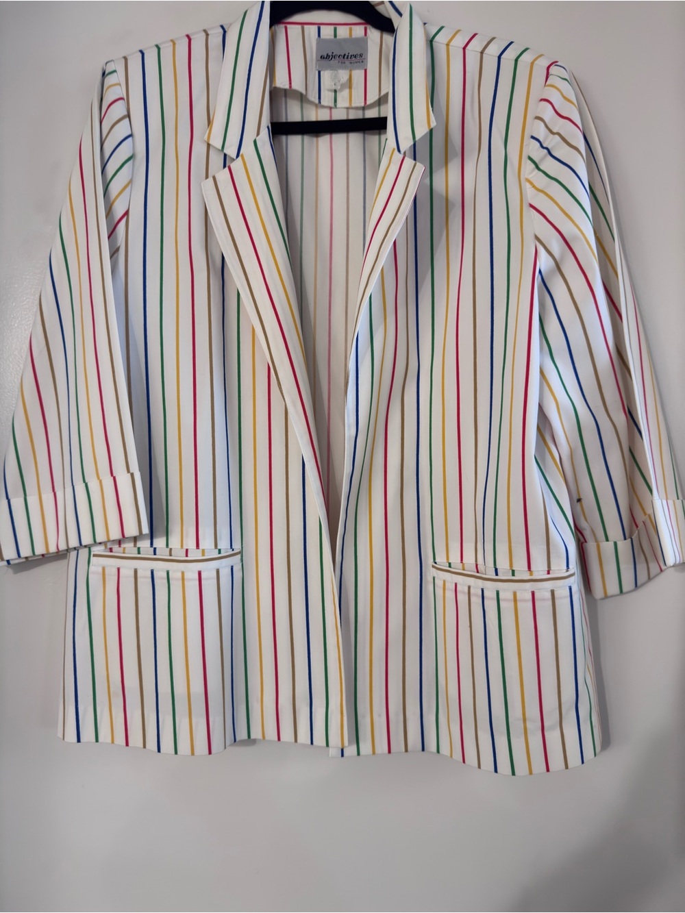 Subject to Change Women's White Stripe Blazer - Multicolor